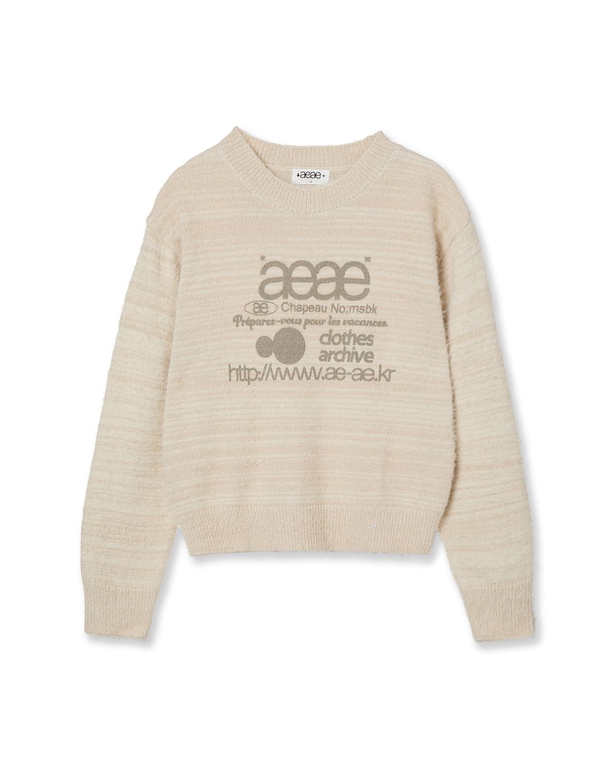 에이이에이이(AEAE) WEB LOGO CROP HAIRY KNIT [IVORY]