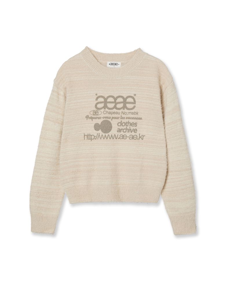 WEB LOGO CROP HAIRY KNIT [IVORY]