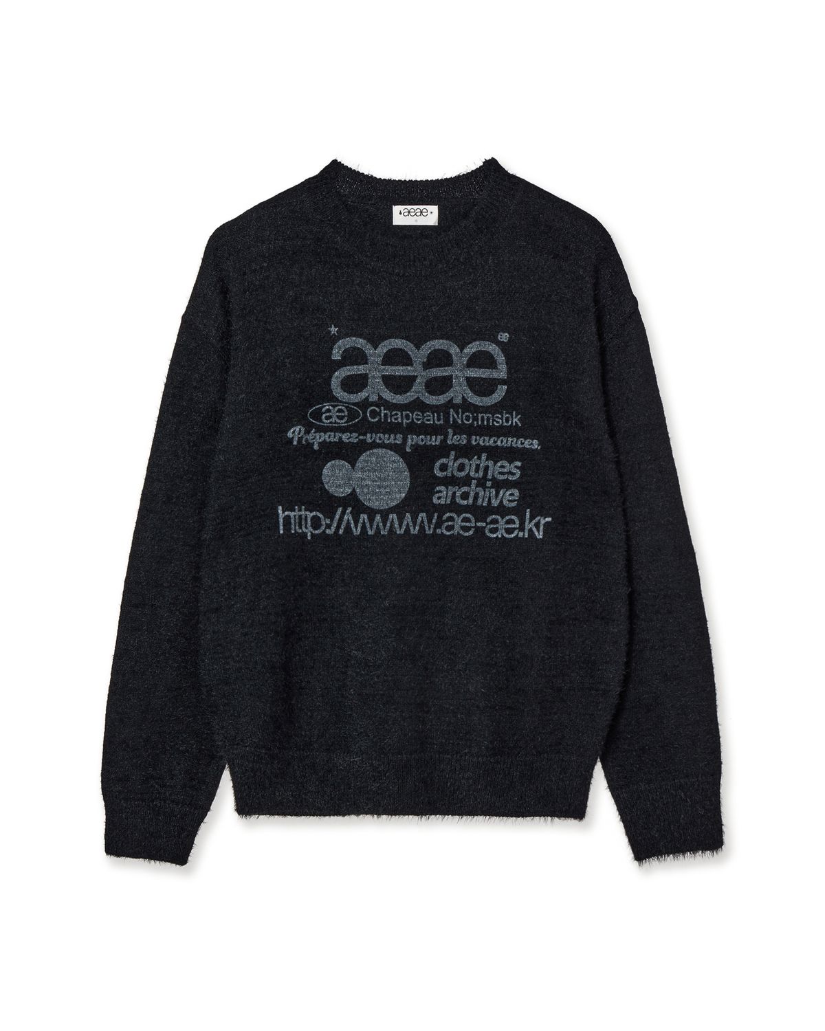 에이이에이이(AEAE) WEB LOGO HAIRY KNIT [BLACK]