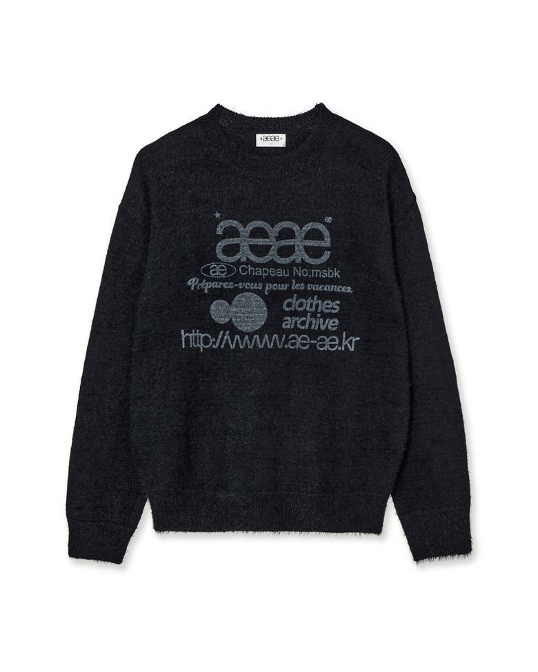 WEB LOGO HAIRY KNIT [BLACK]