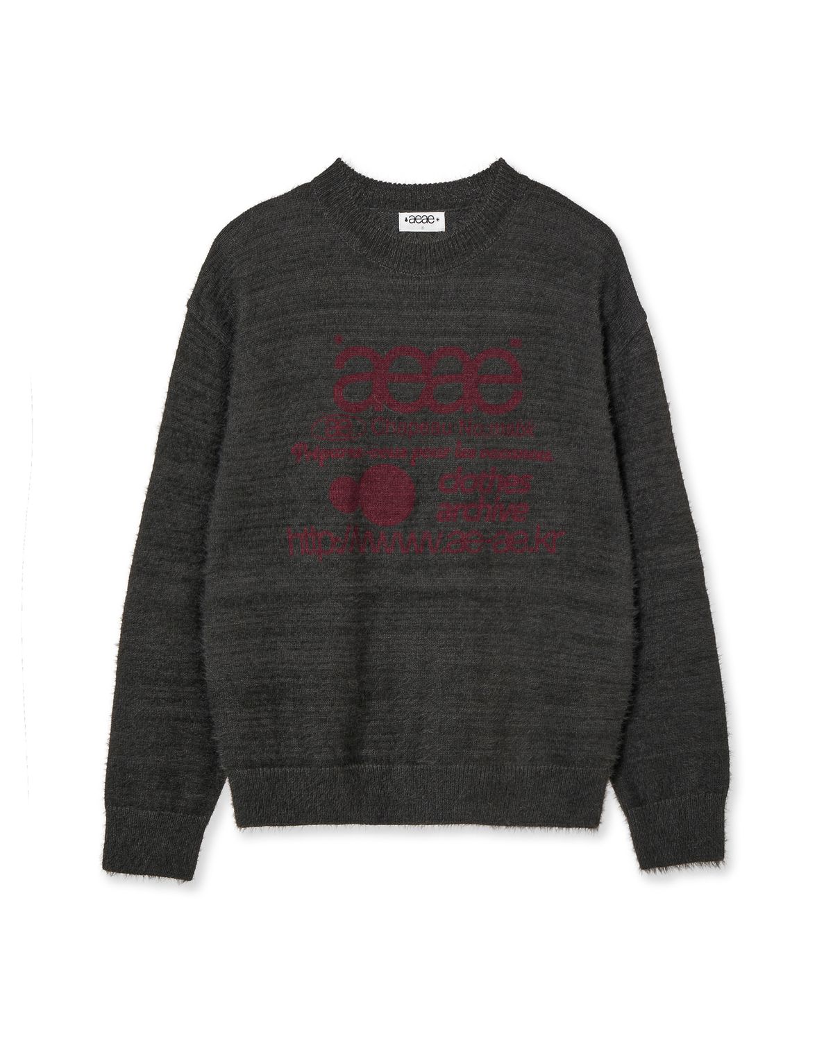 에이이에이이(AEAE) WEB LOGO HAIRY KNIT [CHARCOAL]