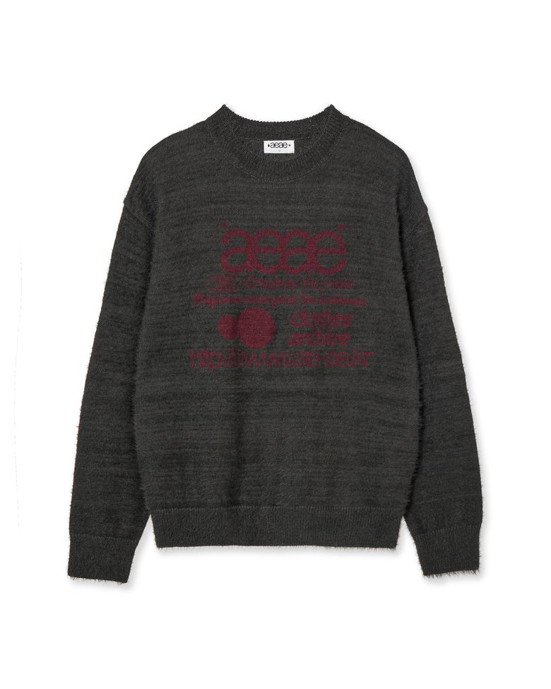 WEB LOGO HAIRY KNIT [CHARCOAL]