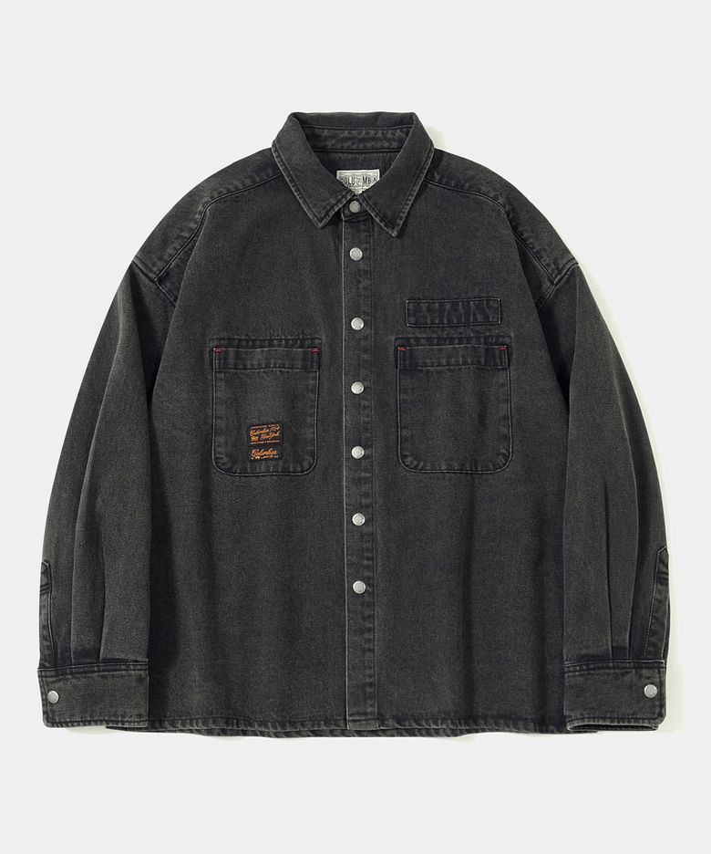 SL-LABEL OVER-FIT DENIM SHIRTS 그레이데님