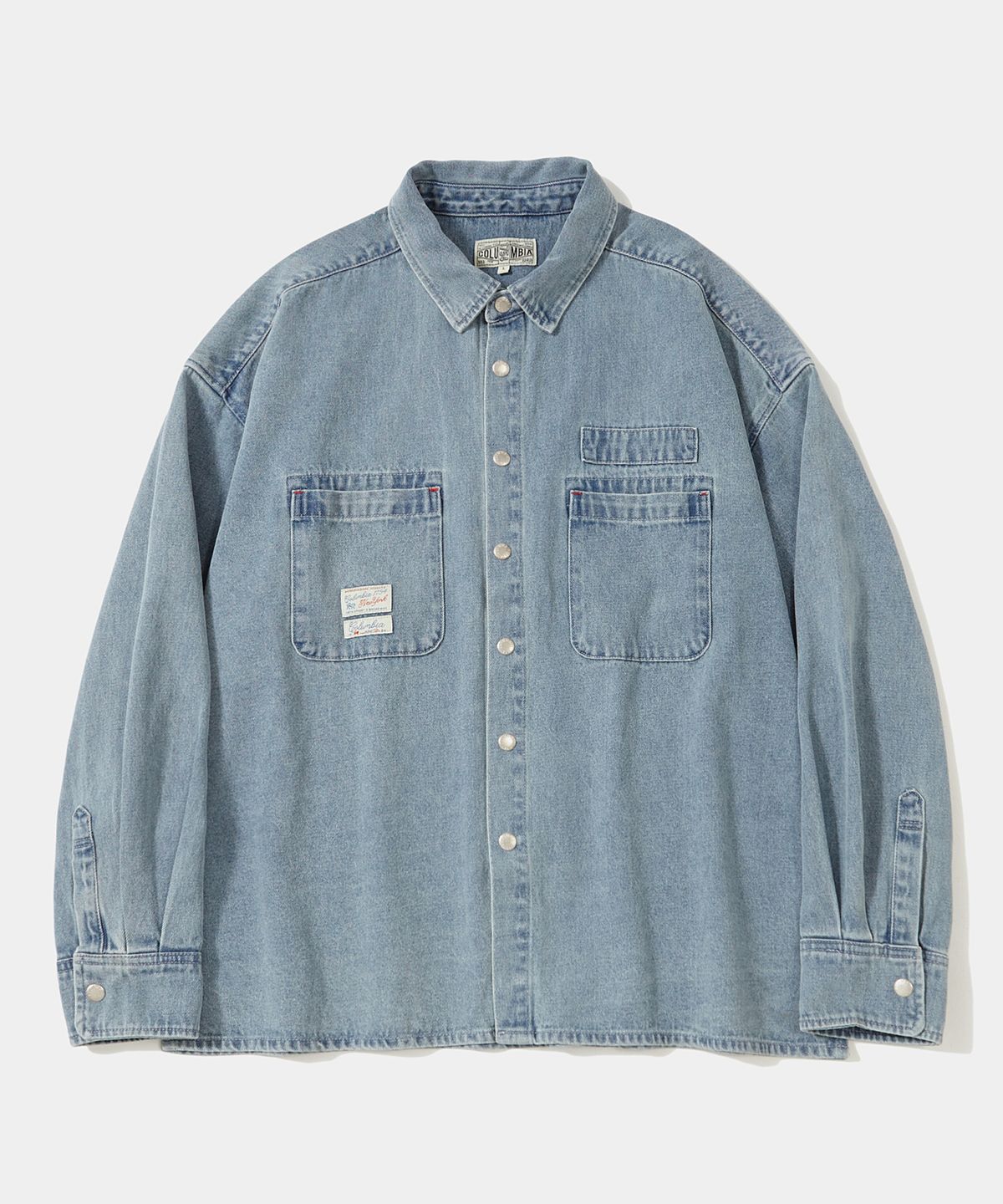 컬럼비아 유니버시티(COLUMBIA UNIVERSITY) SL-LABEL OVER-FIT DENIM SHIRTS 라이트데님