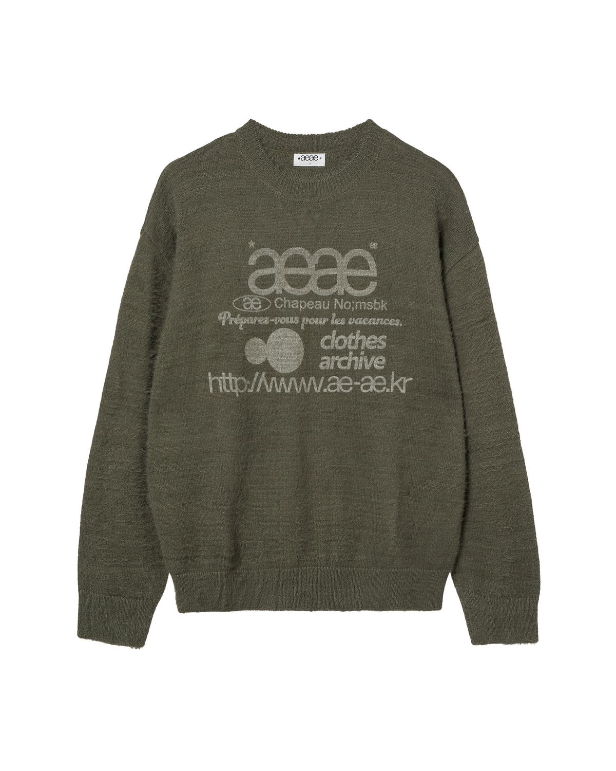 에이이에이이(AEAE) WEB LOGO HAIRY KNIT [KHAKI]