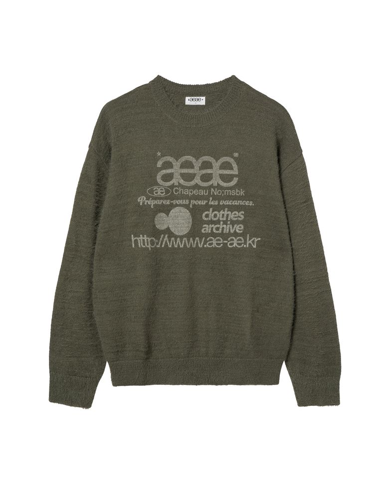 WEB LOGO HAIRY KNIT [KHAKI]