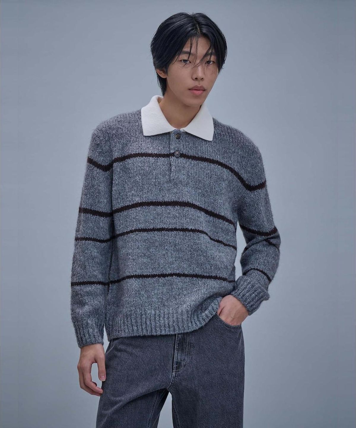 시프트지(SHIFT.G) Fuzzy Pattern Sweater  Grey