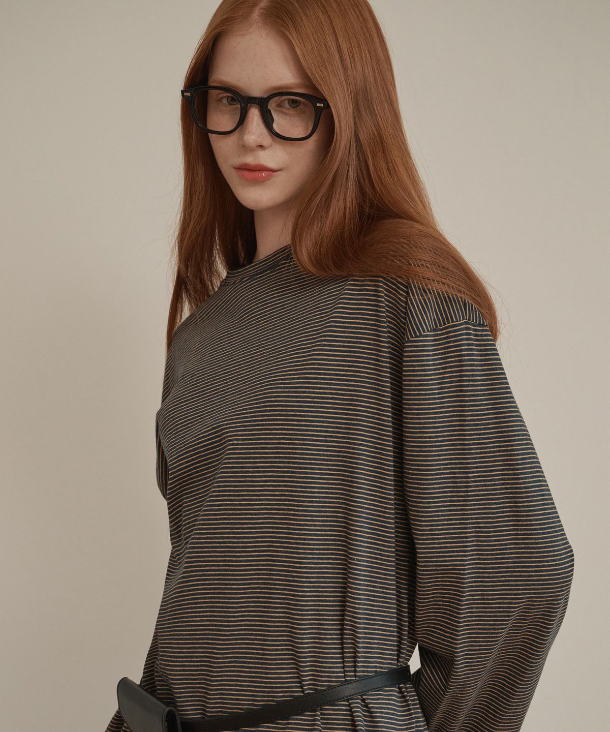 로시로우(LOSSYROW) Overfit Stripe Long Sleeve Navy