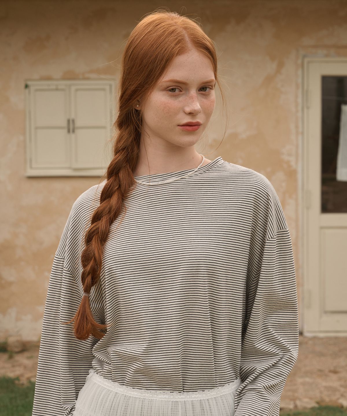 로시로우(LOSSYROW) Overfit Stripe Long Sleeve White