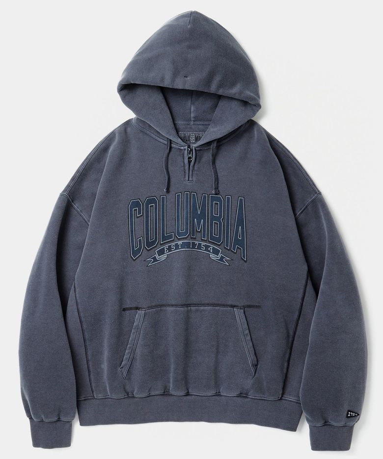 CU 80S VINTAGE H/FLEECE H/ZIP DYEING HOODIE 크라운네이비