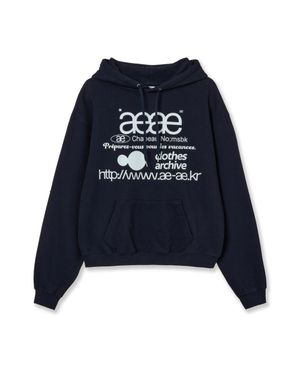 WEB LOGO LOOSED HOODIE [NAVY]