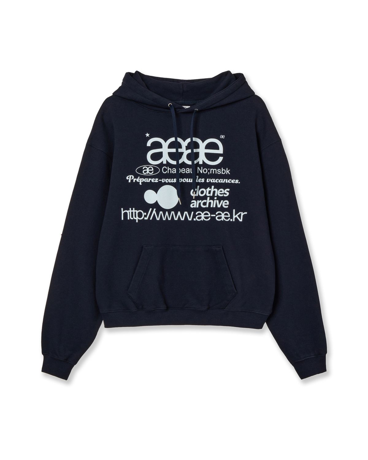 에이이에이이(AEAE) WEB LOGO LOOSED HOODIE [NAVY]