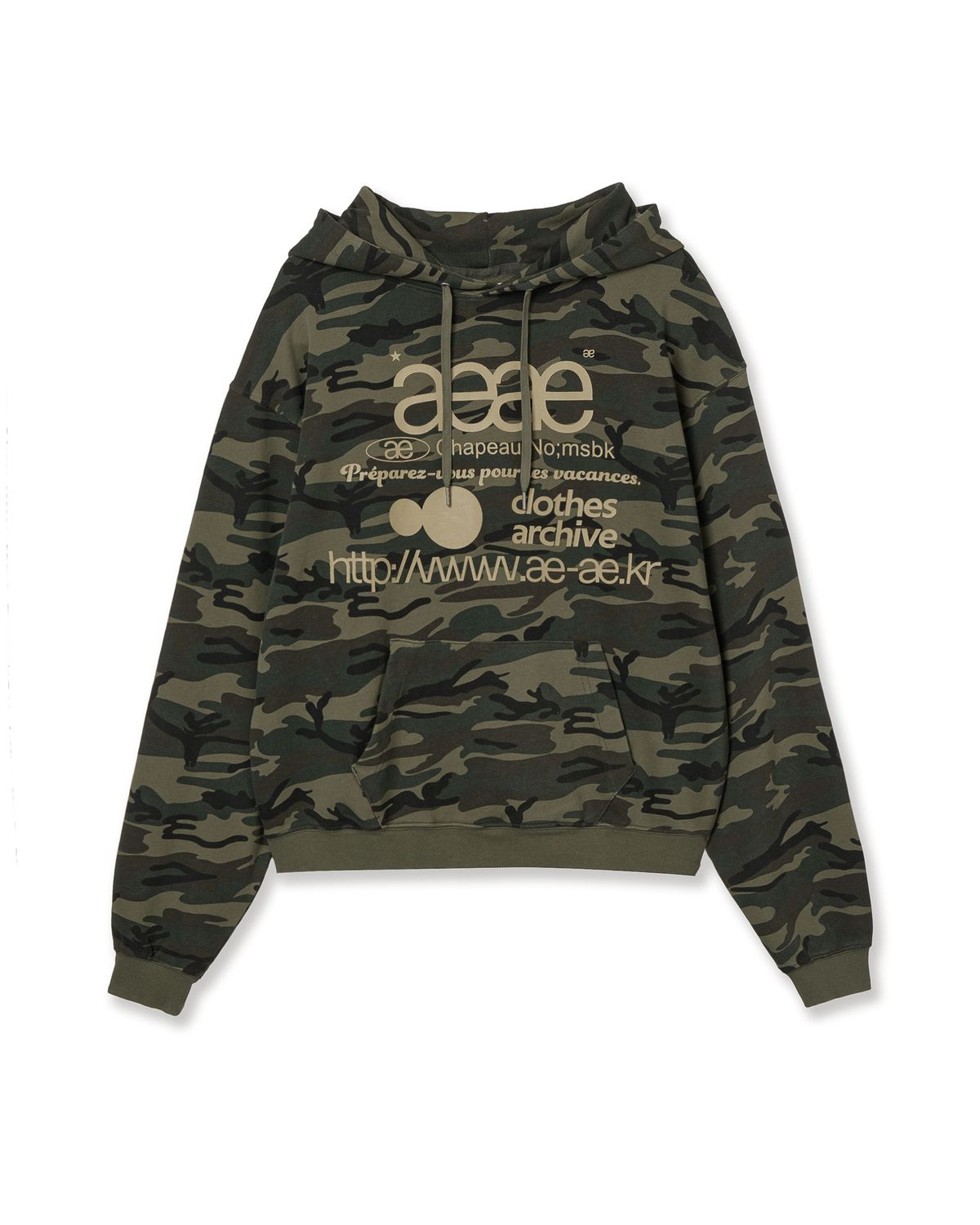 에이이에이이(AEAE) WEB LOGO LOOSED HOODIE [CAMO]