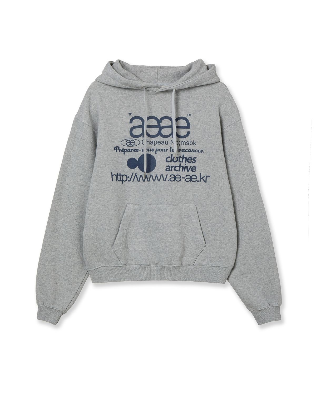 에이이에이이(AEAE) WEB LOGO LOOSED HOODIE [MELANGE GREY]