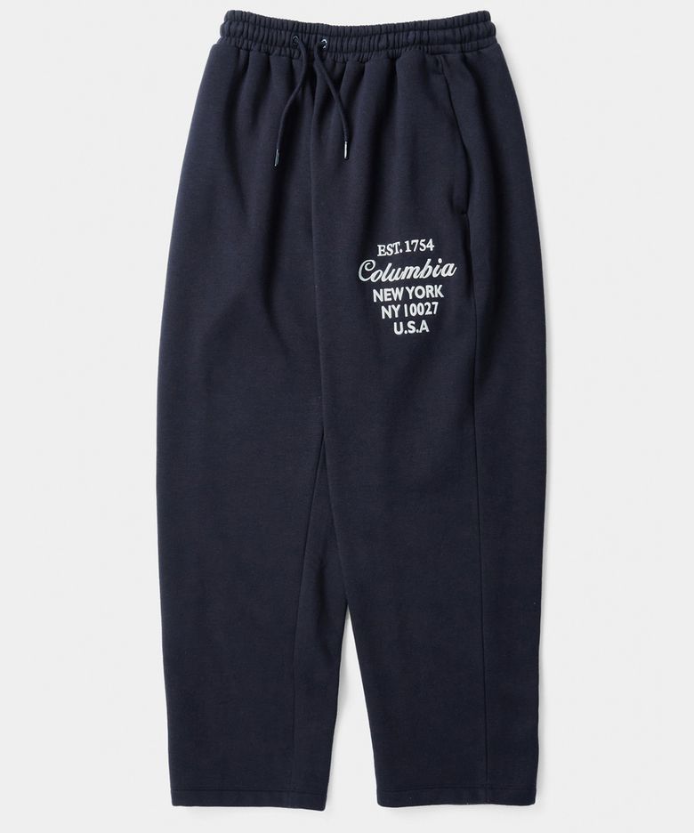 CU BIG SCRIPT FLEECE WIDE SEATPANTS 크라운네이비