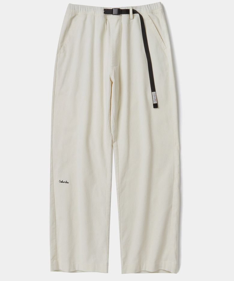 SL-LABEL BELTED ALL-ROUND CORDUROY PANTS 크림