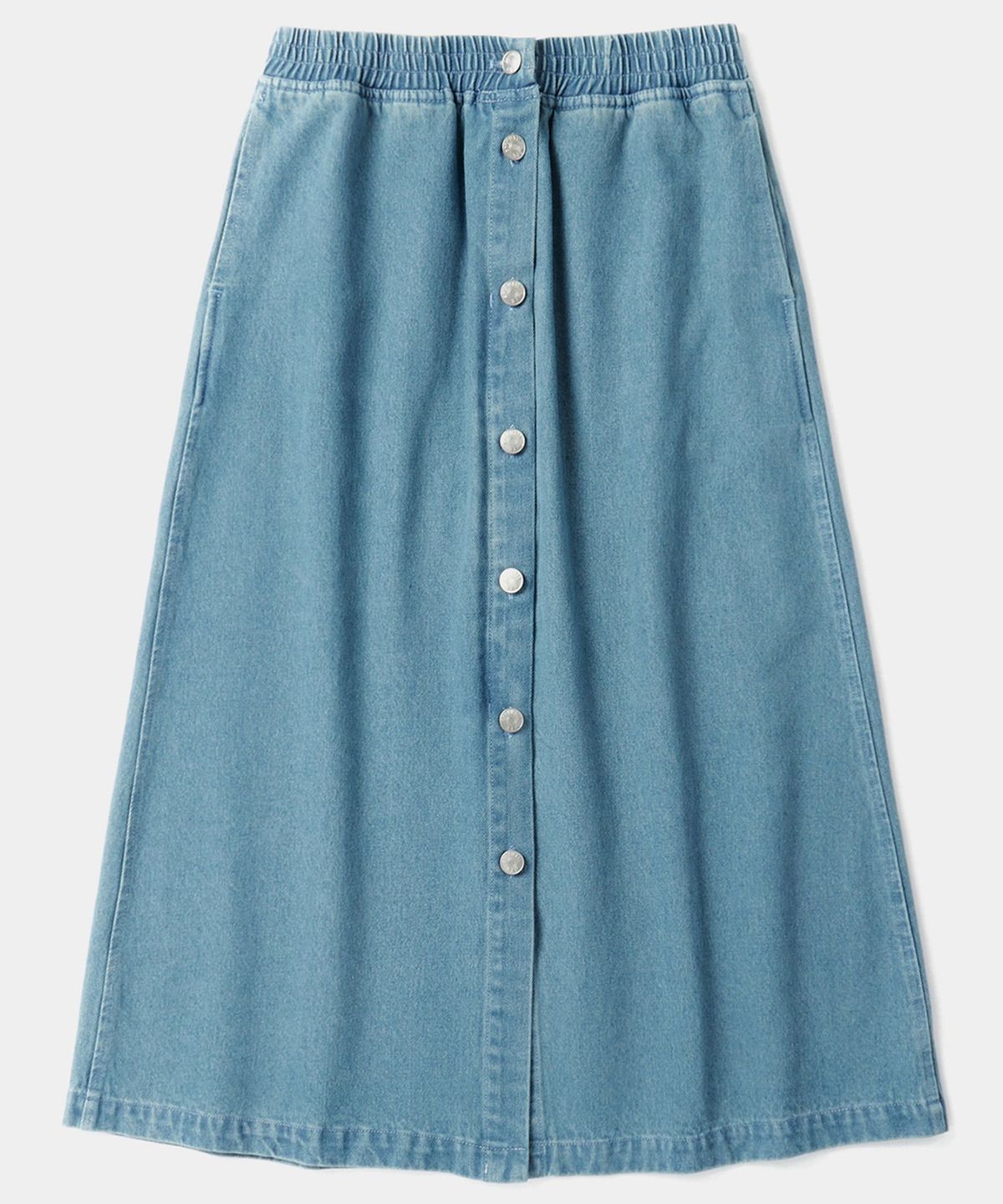 컬럼비아 유니버시티(COLUMBIA UNIVERSITY) SL-LABEL FRONT BUTTON DENIM SKIRT 라이트데님
