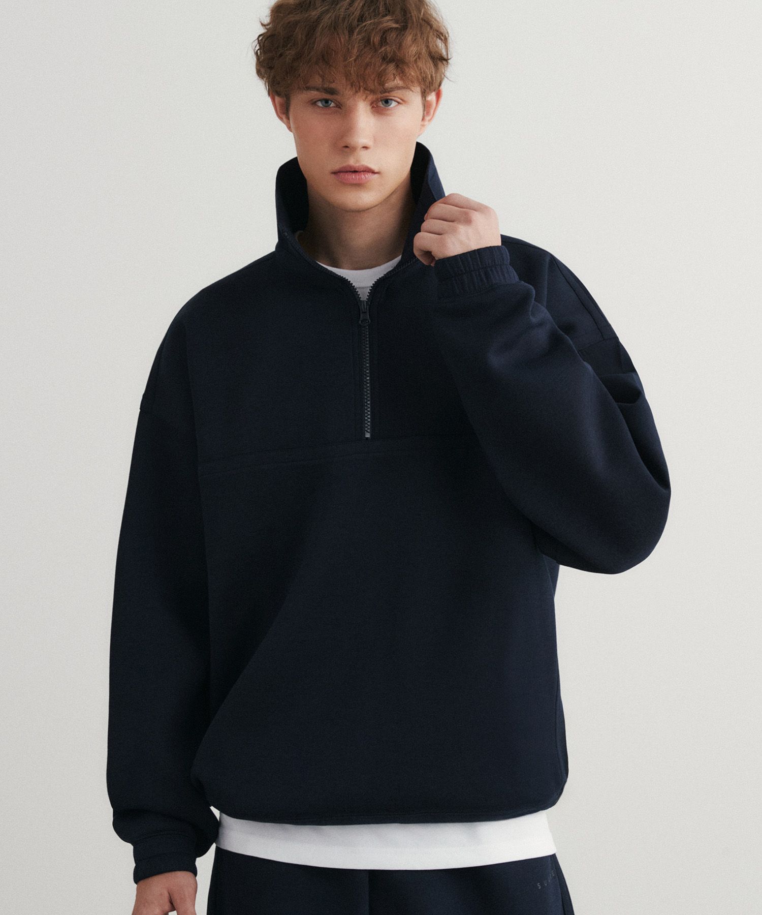 【IONSEOUL】Sporty Half Zip-Up Sweatshirt (3 colors) 4JH561 Addison Bay Varsity 1/4 Zip Pullover - FINAL SALE