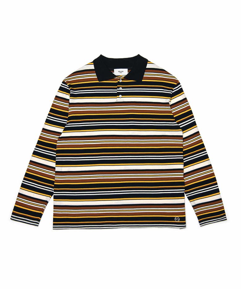 STRIPE POLO SHIRT BROWN/YELLOW
