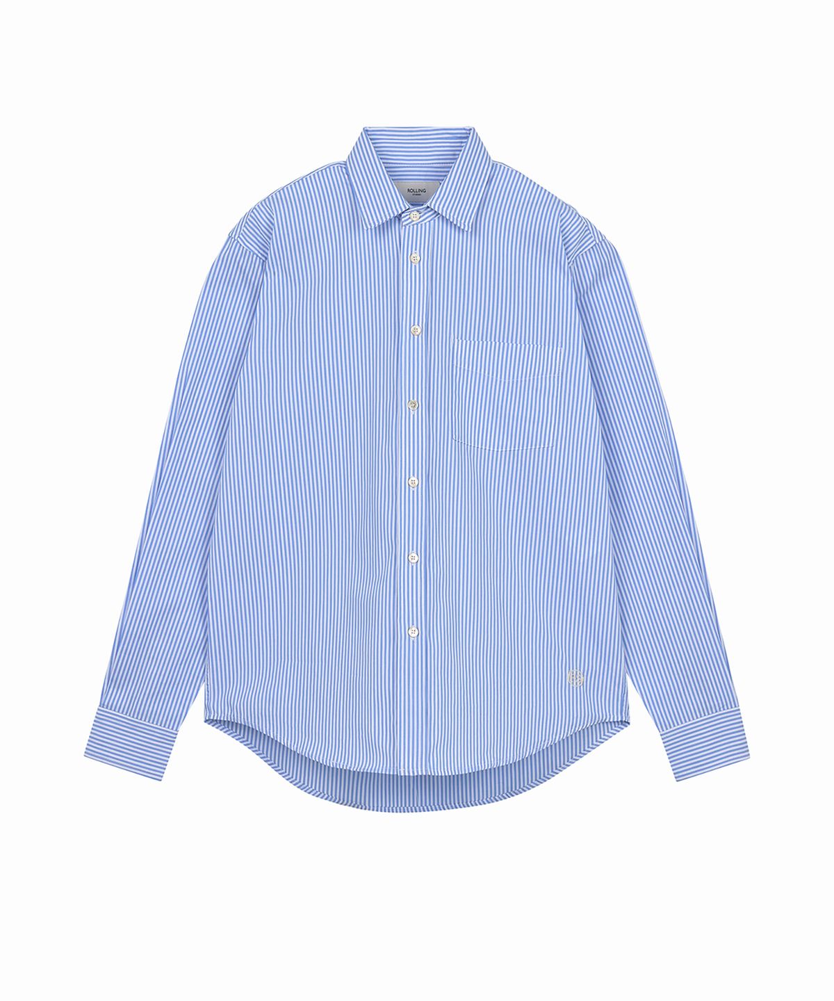 롤링스튜디오(ROLLINGSTUDIOS) LOOSE SHIRT STRIPE WHITE/SKYBLUE