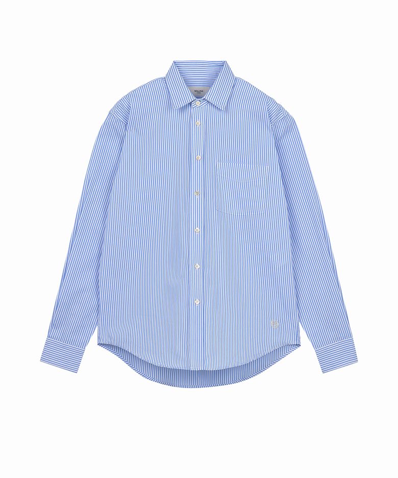 LOOSE SHIRT STRIPE WHITE/SKYBLUE