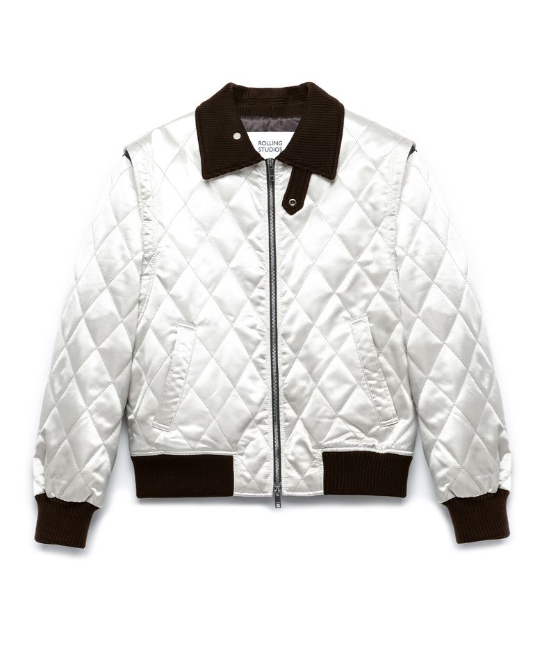 QUILTED BOMBER JACKET SATIN METAL GRAY