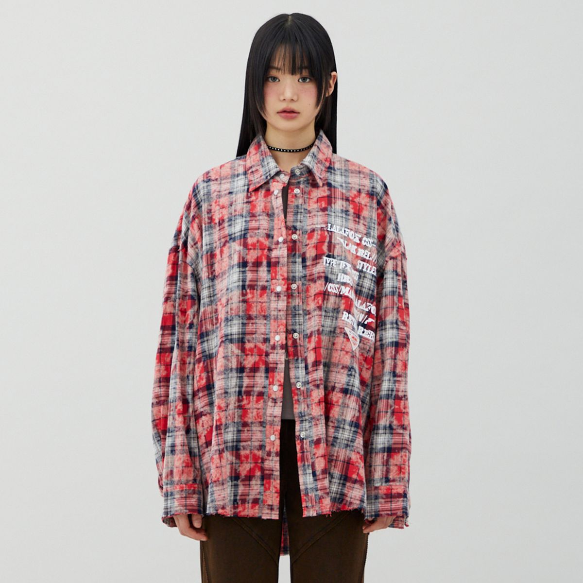 라라폭스(LALAFOX) CHECK OVERSIZED SHIRT RED BQ4CB002