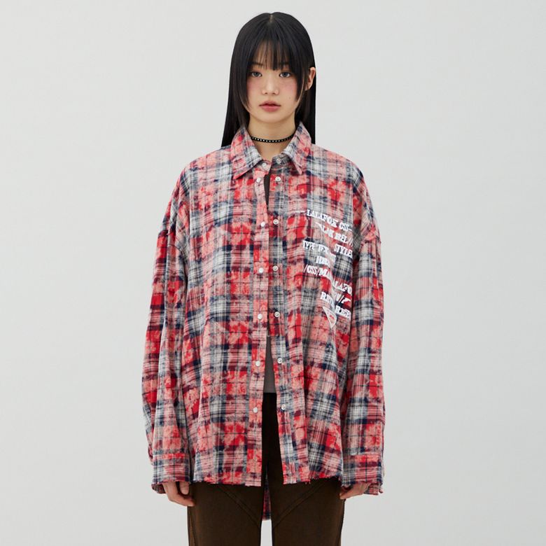 CHECK OVERSIZED SHIRT RED BQ4CB002