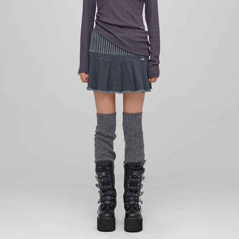 KNIT WIDE BAND MINI SKIRT CHARCOAL 니트 미니스커트 BQ4KS002