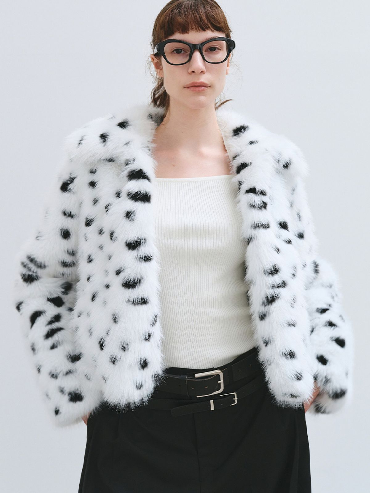 해브레스(HAVELESS) HAILEE FAUX FUR JACKET DALMATIAN