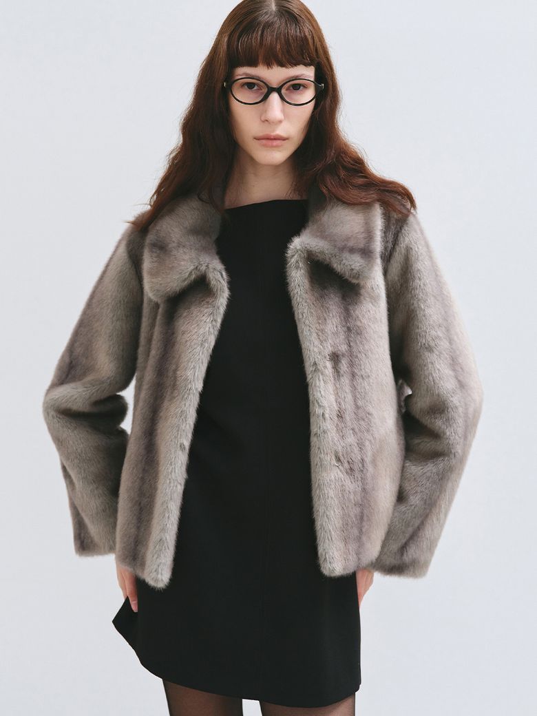 MILA FAUX FUR JACKET GREY