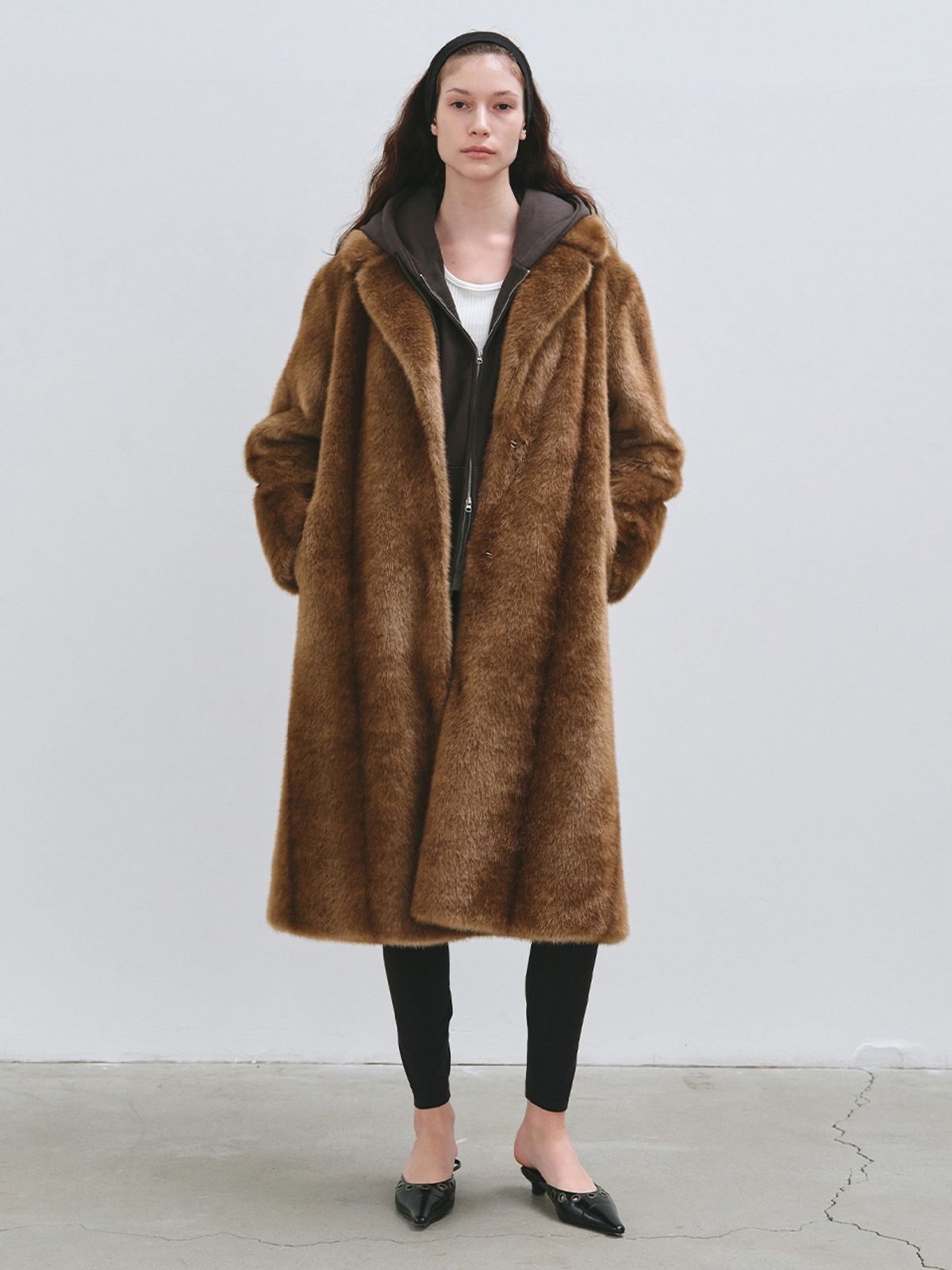해브레스(HAVELESS) FREY MAXI FUR COAT CAMEL