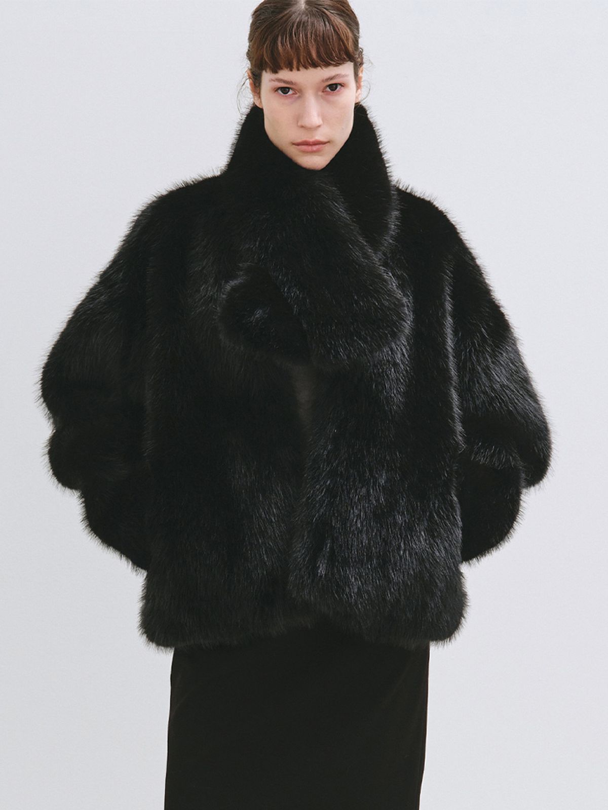 해브레스(HAVELESS) BLAIR FAUX FUR JACKET BLACK [SCARF GIFT]