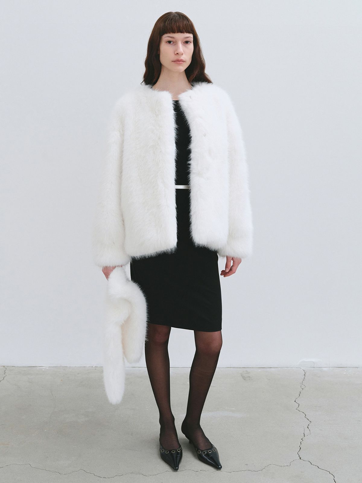 해브레스(HAVELESS) BLAIR FAUX FUR JACKET WHITE [SCARF GIFT]