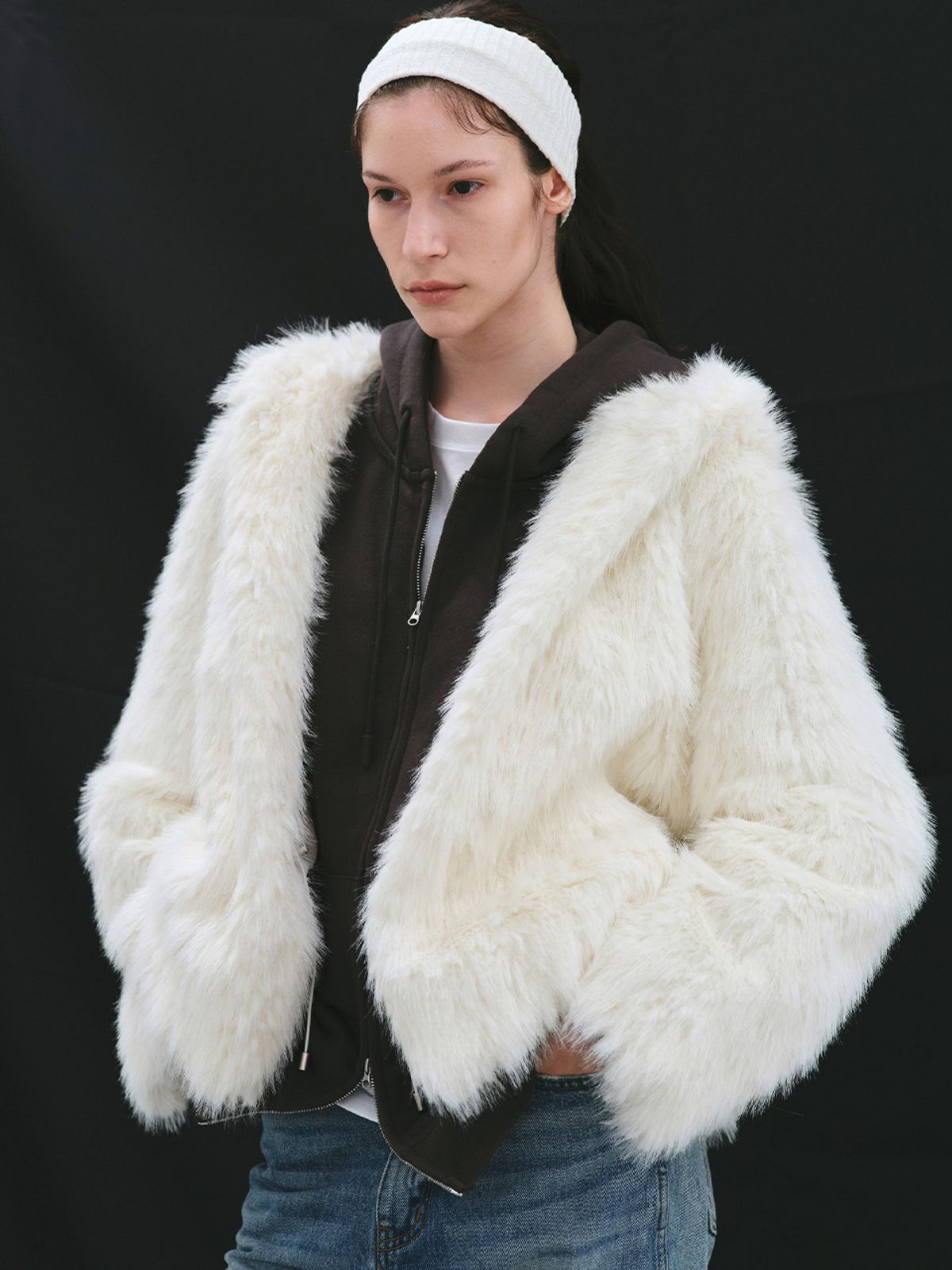 해브레스(HAVELESS) MOANA HOODIE FUR JACKET IVORY