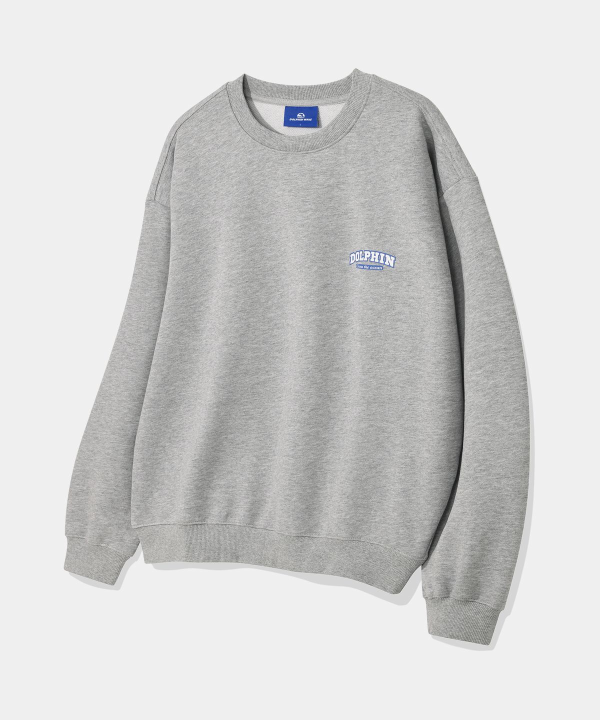 돌핀웨이브어패럴(DOLPHIN WAVE APPAREL) 돌핀 실리콘프린트 맨투맨 멜란지그레이