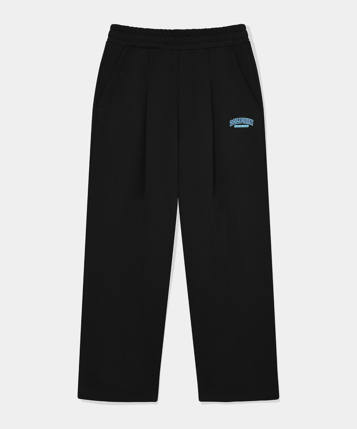 돌핀웨이브어패럴(DOLPHIN WAVE APPAREL) 돌핀 실리콘프린트 원턱 팬츠 블랙
