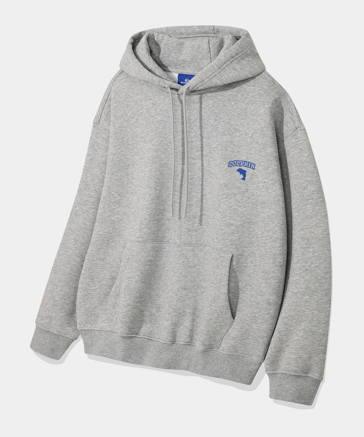 돌핀웨이브어패럴(DOLPHIN WAVE APPAREL) 돌핀 체인자수 기모 후드 멜란지그레이