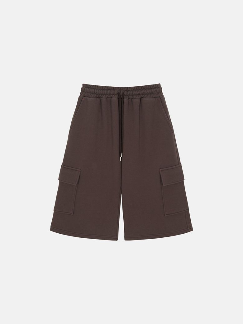 [UNISEX] BARTACK STITCH POCKET SHORTS - BROWN