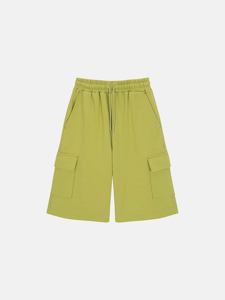[UNISEX] BARTACK STITCH POCKET SHORTS - OLIVE