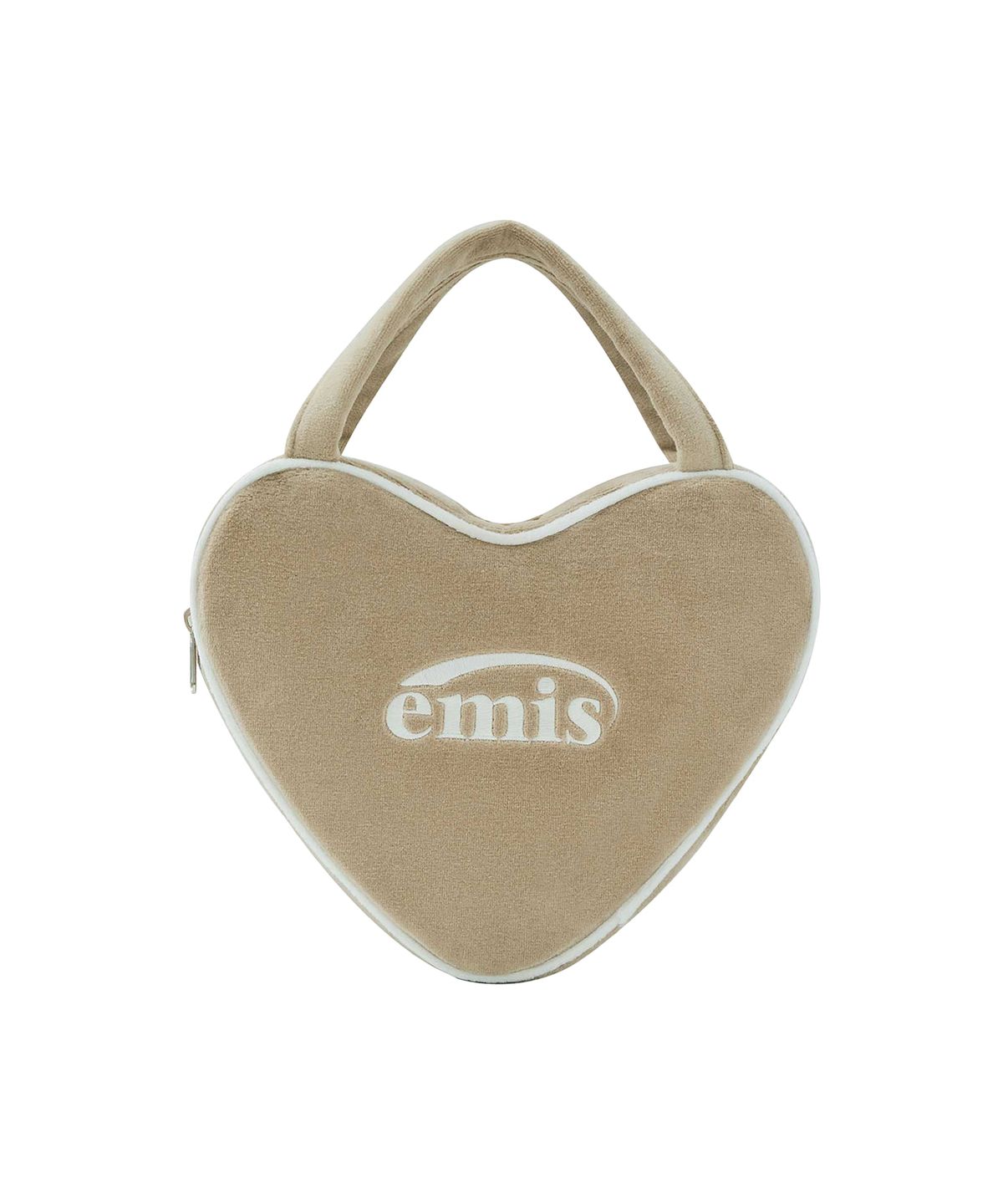 이미스(EMIS) VELOUR HEART TOTE BAG-BEIGE