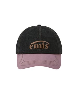 WASHED DENIM BALL CAP-GRAY/PINK