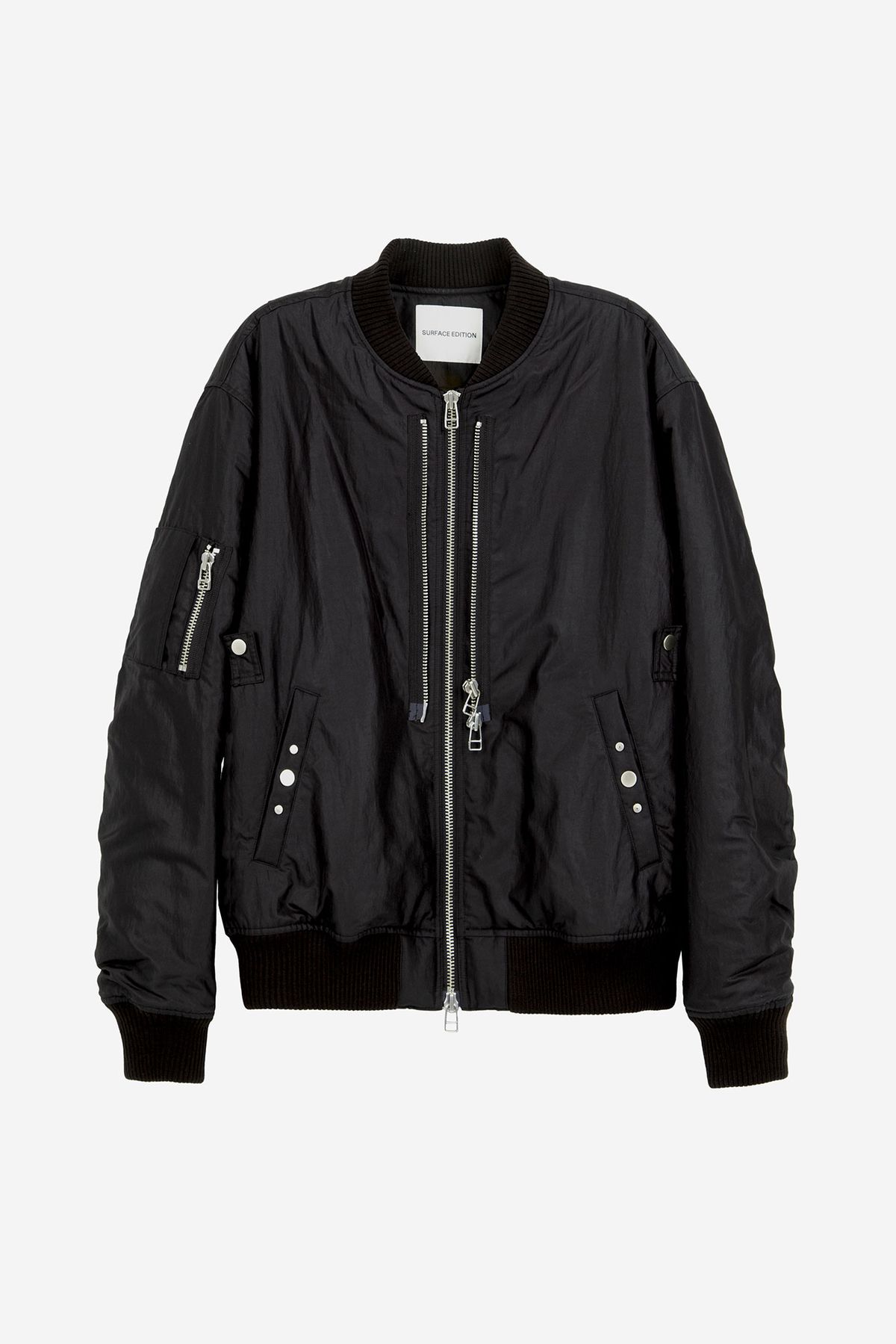 서피스에디션(SURFACE EDITION) DOUBLE ZIP NYLON BOMBER_BLACK