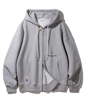 스마일 자수 로고 2WAY 버튼 후드집업 BK7985_그레이