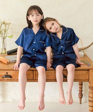 097샤무즈 네이비 반소매 파자마세트