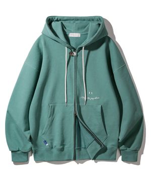 스마일 자수 로고 2WAY 버튼 후드집업 BK7985_그린