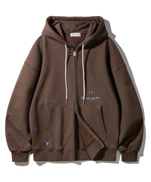 스마일 자수 로고 2WAY 버튼 후드집업 BK7985_브라운
