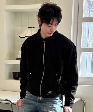 크롭 스웨이드 시밀러 자켓_블랙