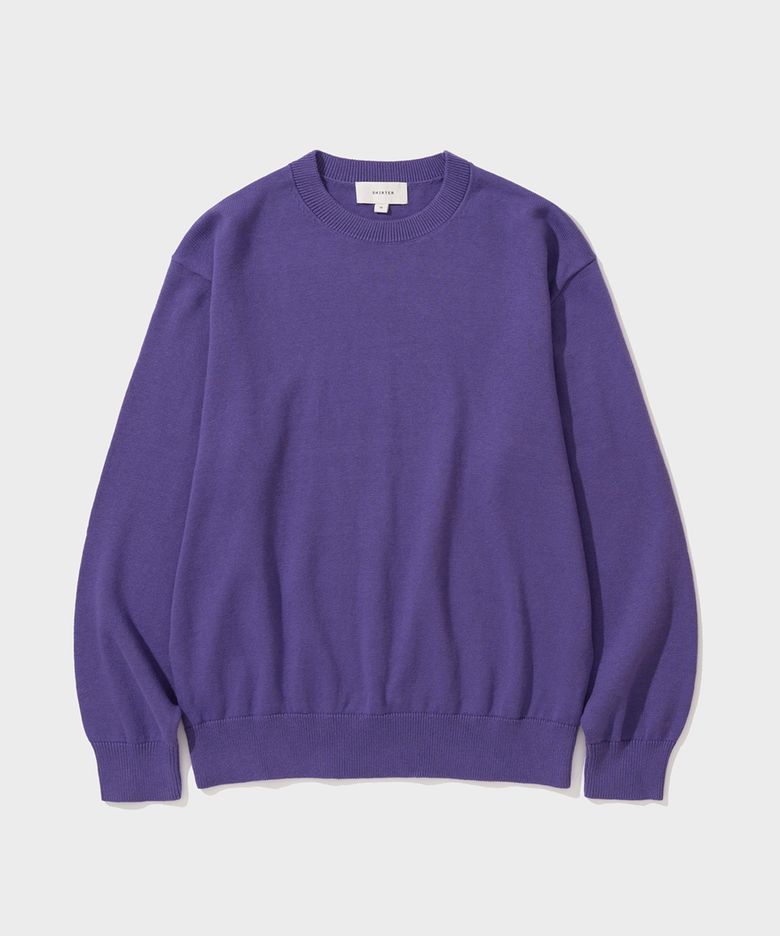 COTTON CASHMERE ROUND NECK KNIT (PURPLE)