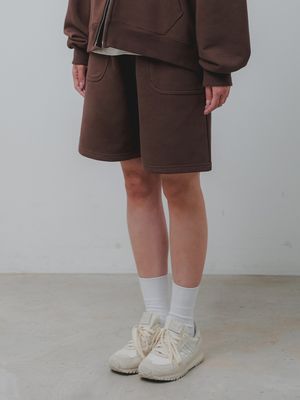 스마일 자수 로고 반바지 BK2985_브라운